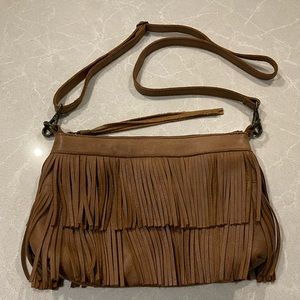 Roots Genuine Hide Leather Fringe Cross Body purse